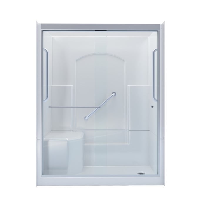 Freedom Walk in Shower Kit, 60" x 32", Left Seat, Curtain Rod, Polished