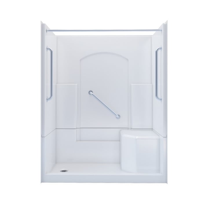 Freedom Walk in Shower Kit, 60" x 32", Left Seat, Curtain Rod, Polished