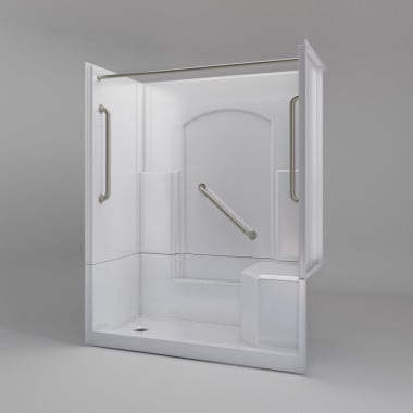 Freedom Walk in Shower Kit, 60" x 32", Left Seat, Shower Door, Satin Stainless