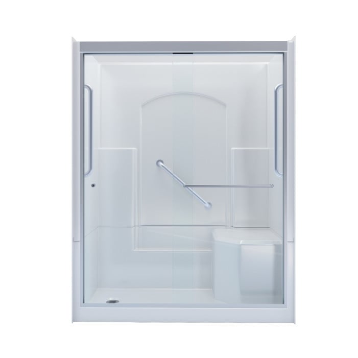 Freedom Walk in Shower Kit, 60" x 32", Right Seat, Shower Door, Polished