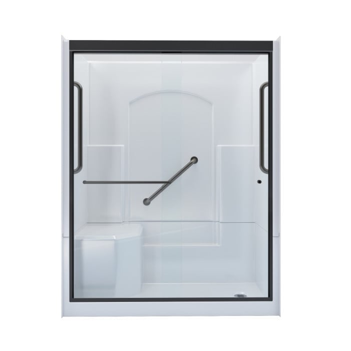 Freedom Walk in Shower Kit, 60" x 36", Left Seat, Shower Door, Matte Black
