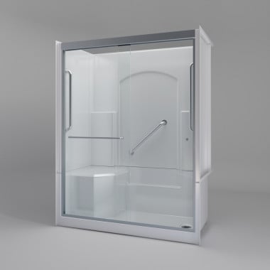 Freedom Walk in Shower Kit, 60" x 36", Left Seat, Shower Door