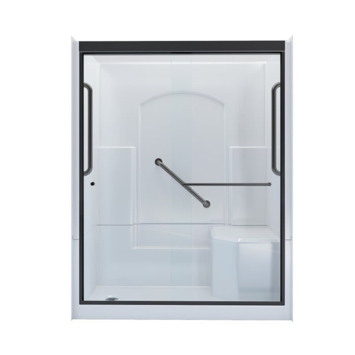 Freedom Walk in Shower Kit, 60" x 36", Right Seat, Shower Door, Matte Black
