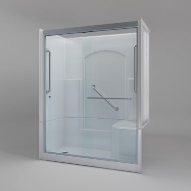 Freedom Walk In Shower Kit, 60" x 36", Right Seat, Shower Door, Polished
