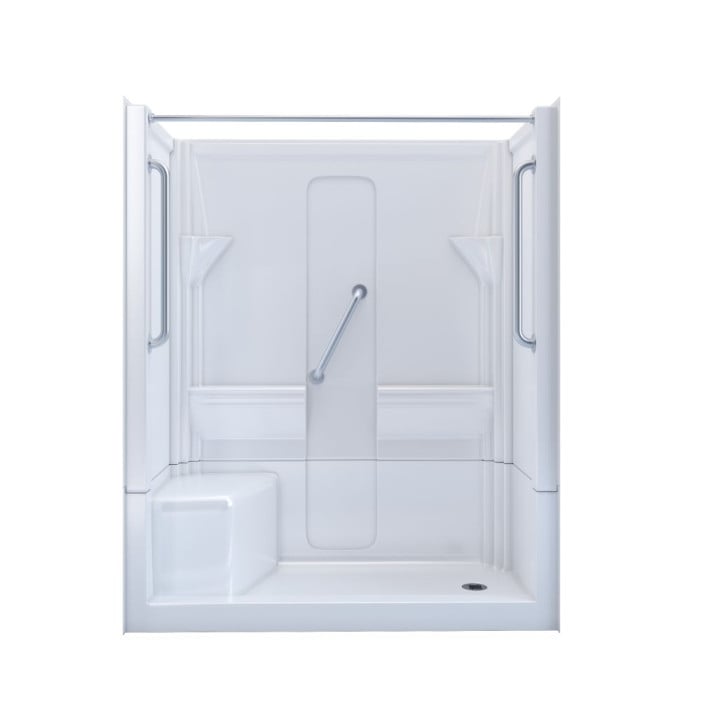 Freedom Walk in Shower Kit, 60" x 30", Left Seat, Curtain Rod, Polished