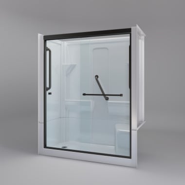 Freedom Walk in Shower Kit, 60" x 30", Right Seat, Shower Door, Satin Stainless