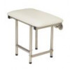 white padded shower bench with legs