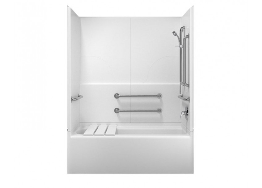 ADA Bath shower kit with added grab bars and bench for ADA compliant bathroom