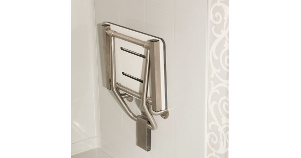 Folding Shower Bench, Phenolic Solid WHITE, 18