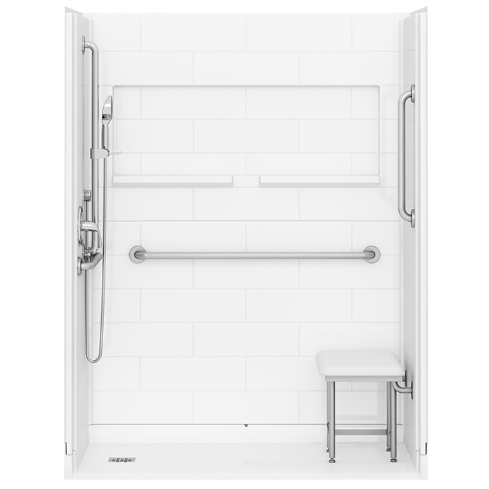60 x 37 Inspire accessible shower with standard accessories installed