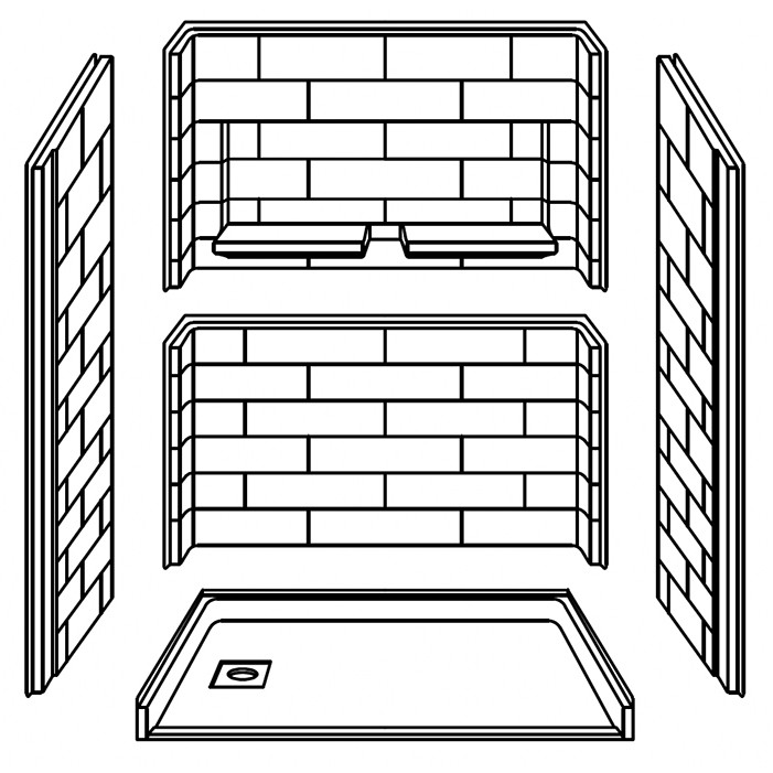 Inspire shower, left drain,  5 pieces for remodeling