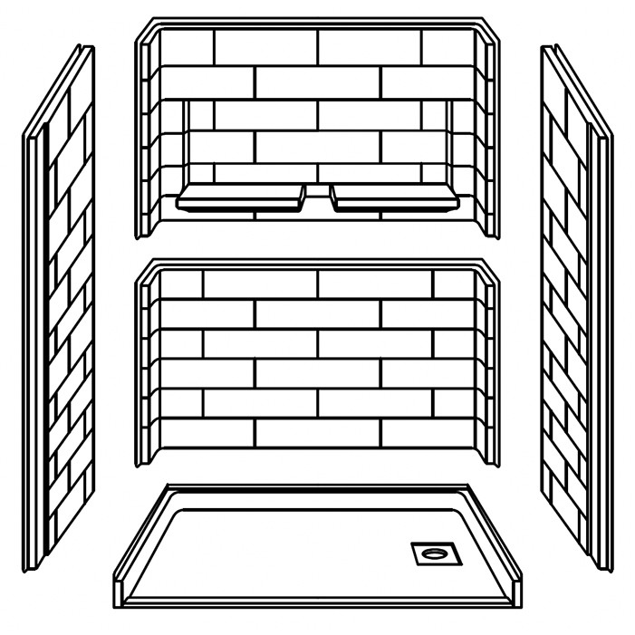 5 pieces for remodeling tub to shower conversion