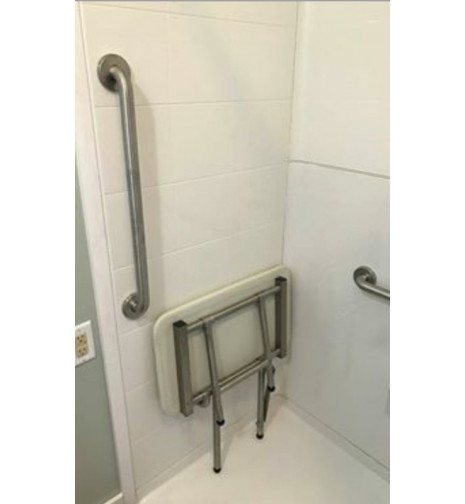 folding shower seat and grab bar for safe shower