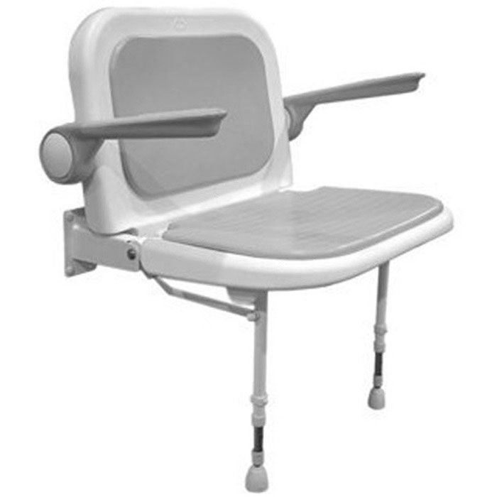 Wide Shower Chair With Back Arms Gray Pad 27 X 22