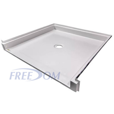 ID 36 X 36 ADA Shower Pan, three quarter inch threshold, center drain, recessed receiver flange