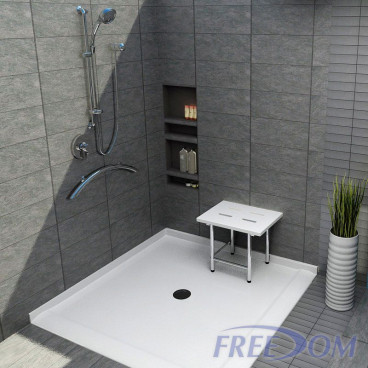 barrier free shower pan for corner