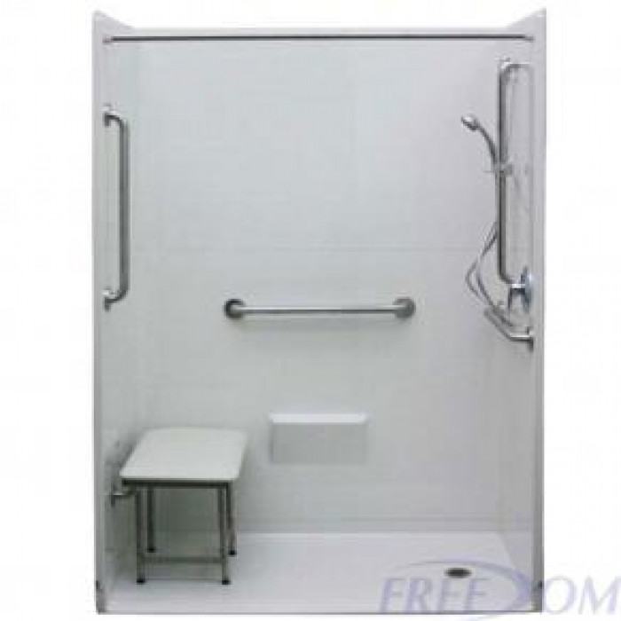54" x 36" Freedom Accessible Shower Stall, 5 piece for reno