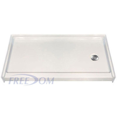 60 x 31 inch Prefabricated Shower Base, white, right drain, 4 inch threshold, textured floor.