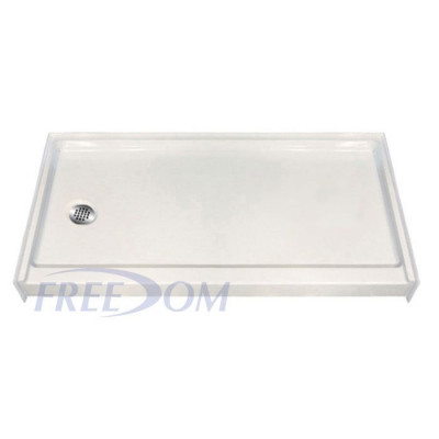 60 x 33 inch  Walk In Shower Pan, white, Left drain, 4 inch threshold, textured floor. 