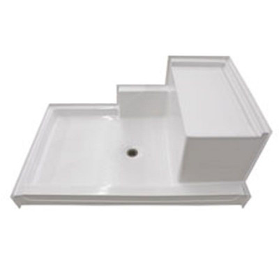 60" x 37¼" Freedom Easy Step Shower Pan with molded seat, RIGHT Seat