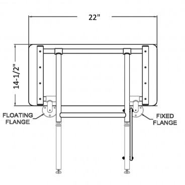 padded shower seat in up position 