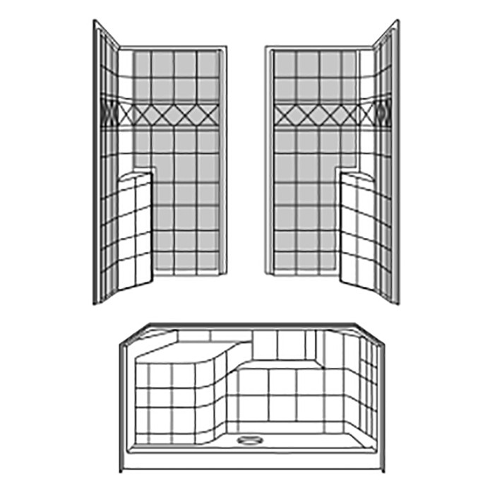 3 piece shower stall