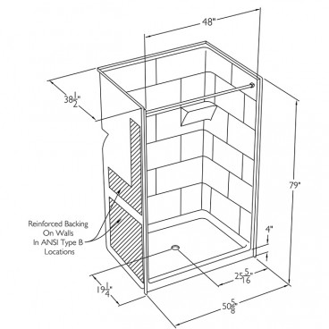 ansi b shower stall drawing 