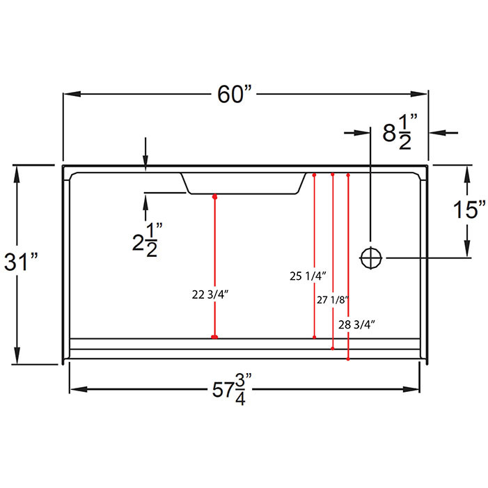 6033 right drain dimensions