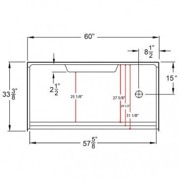 6033 right drain dimensions