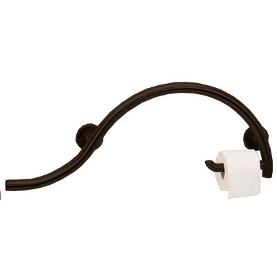 Side of Toilet Wave Bar with Toilet Roll Holder, Bronze