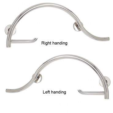 left or right hand curved grab bar polished