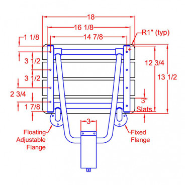 Wall Mounted Shower Seat drawing 