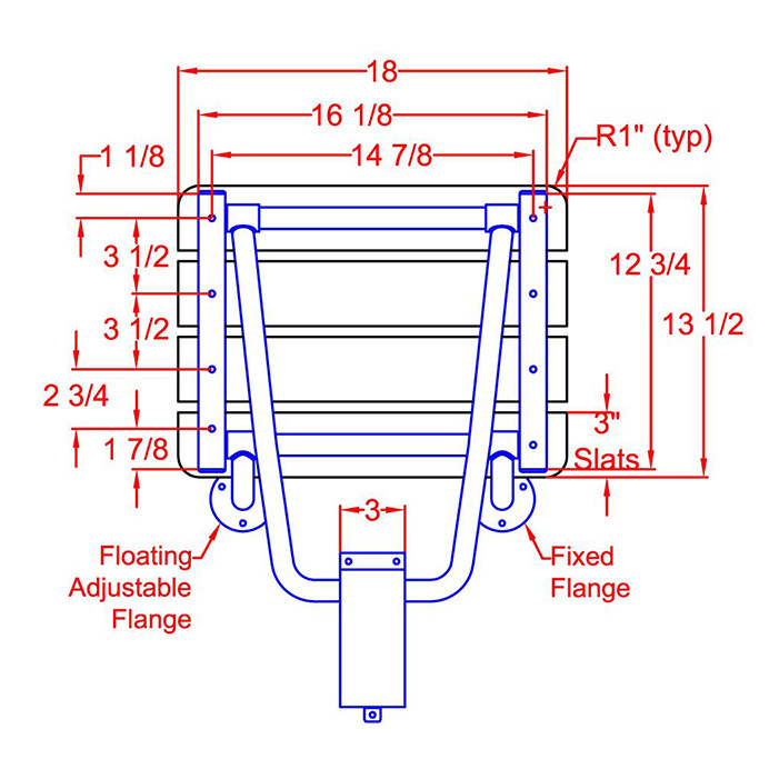 Wall Mounted Shower Seat drawing 