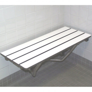 wall supported shower seat in a change room 