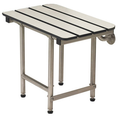 24" x 15" Folding Bench with legs, Phenolic Slatted WHITE