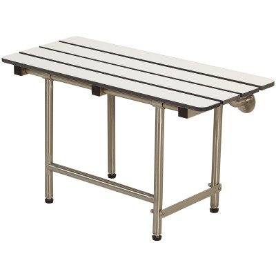 30" x 15" Folding Bench with legs, Phenolic Slatted WHITE