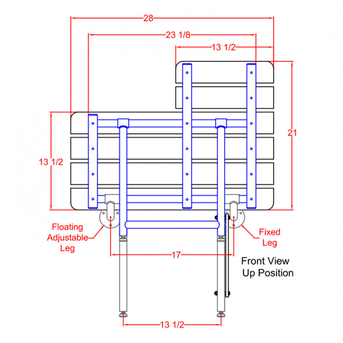 ADA Shower Chair drawing handing diagram 
