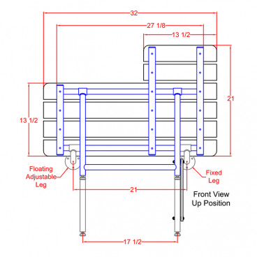 shower bench drawing seat handing diagram shows left and right