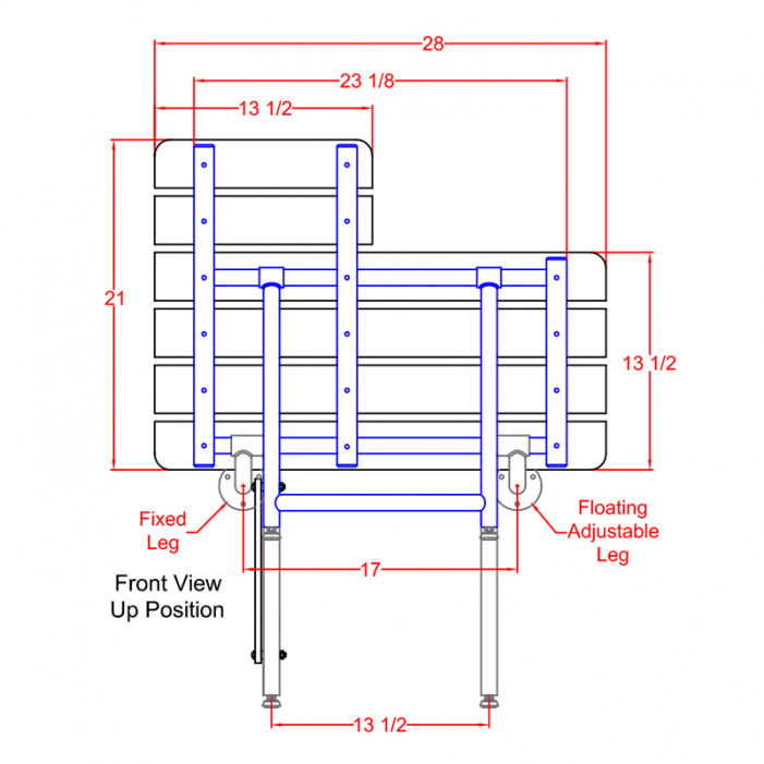 ADA Shower Bench drawing and handing diagram