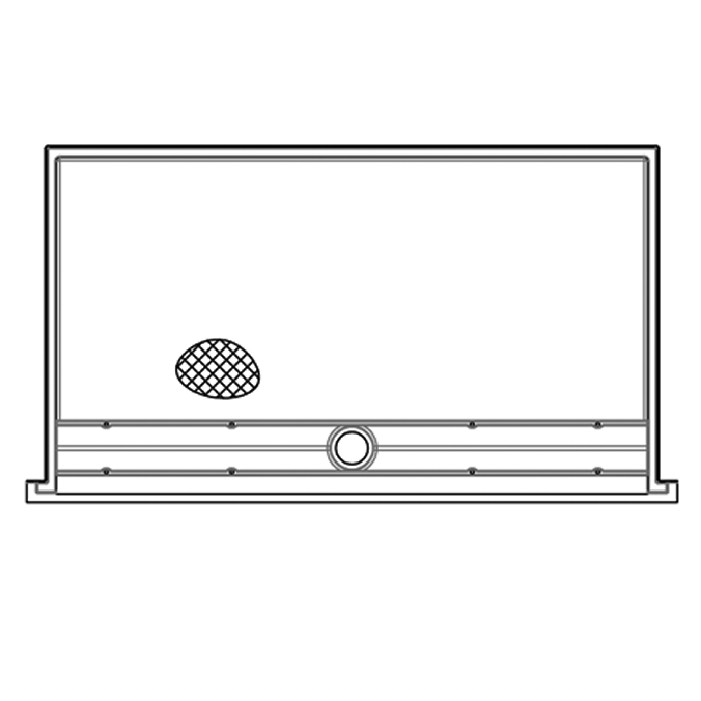 ADA trench drain shower pan with change of level threshold
