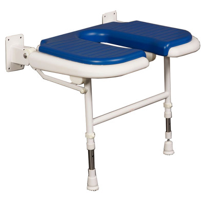 Wide U Shaped folding shower seat BLUE Pad