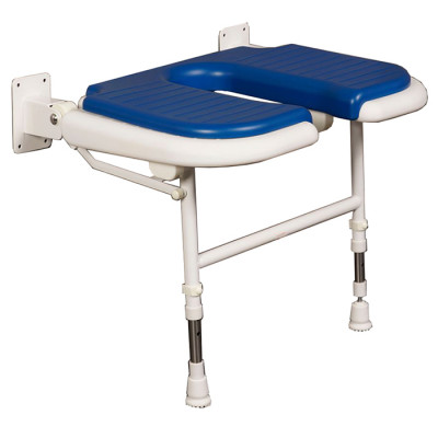 23" x 19⅛" Wide U-Shaped Folding Shower Seat, BLUE Pad