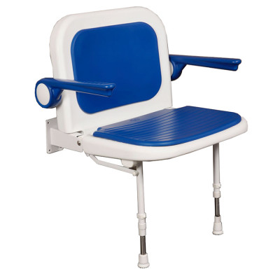 27¾" x 22¾" Wide Shower Chair with Back & Arms, BLUE Pad