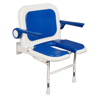 27¾" x 22¾" U-Shaped Shower Chair with Back & Arms, BLUE Pad