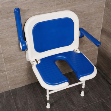 u shaped shower seat with arms that fold up