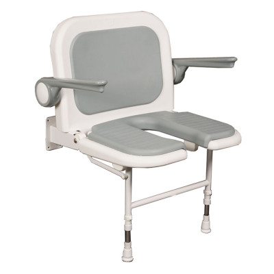 wide U Shaped Shower Seat with Back and Arms