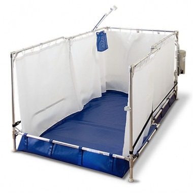 Recliner portable shower for tilt back wheelchairs