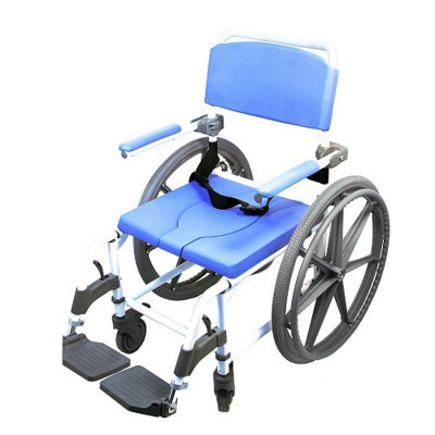 18" Aluminum Rolling Shower Commode Chair with 24" Wheels