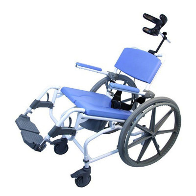 18" Tilt Aluminum Rolling Shower Commode Chair with 24" wheels