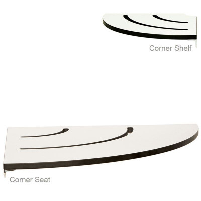 18" Radius Corner Shower Seat & Shelf Combo WHITE